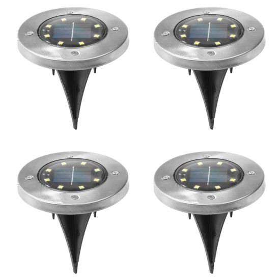 Set 4 x Lampi Solare pentru gradina, 8 LED, incarcare solara, argintiu