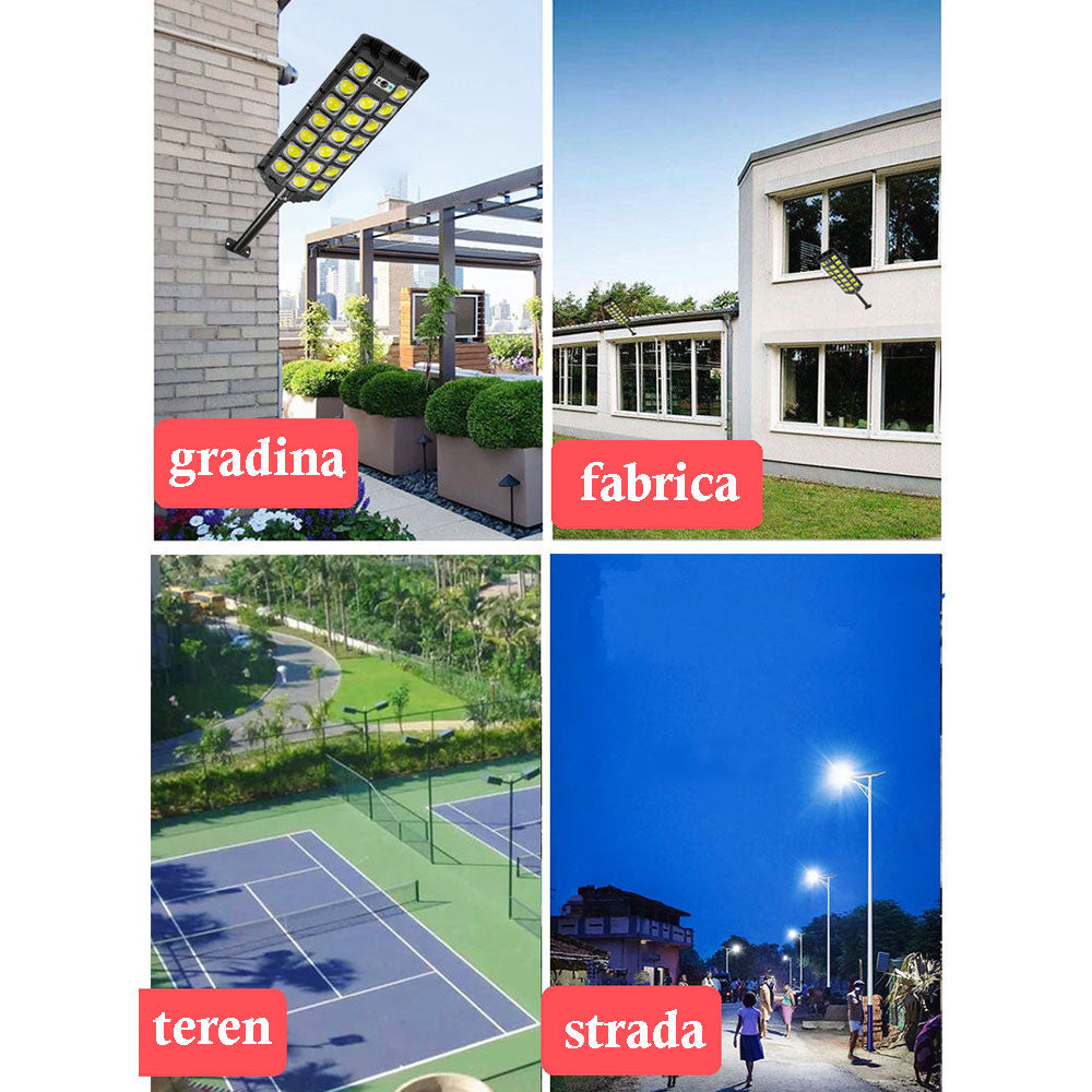 Lampa Solara Stradala, 620 LED, maner metal, 68cm, senzor de miscare si lumina, telecomanda