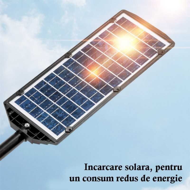 Lampa Solara Stradala, 620 LED, maner metal, 68cm, senzor de miscare si lumina, telecomanda