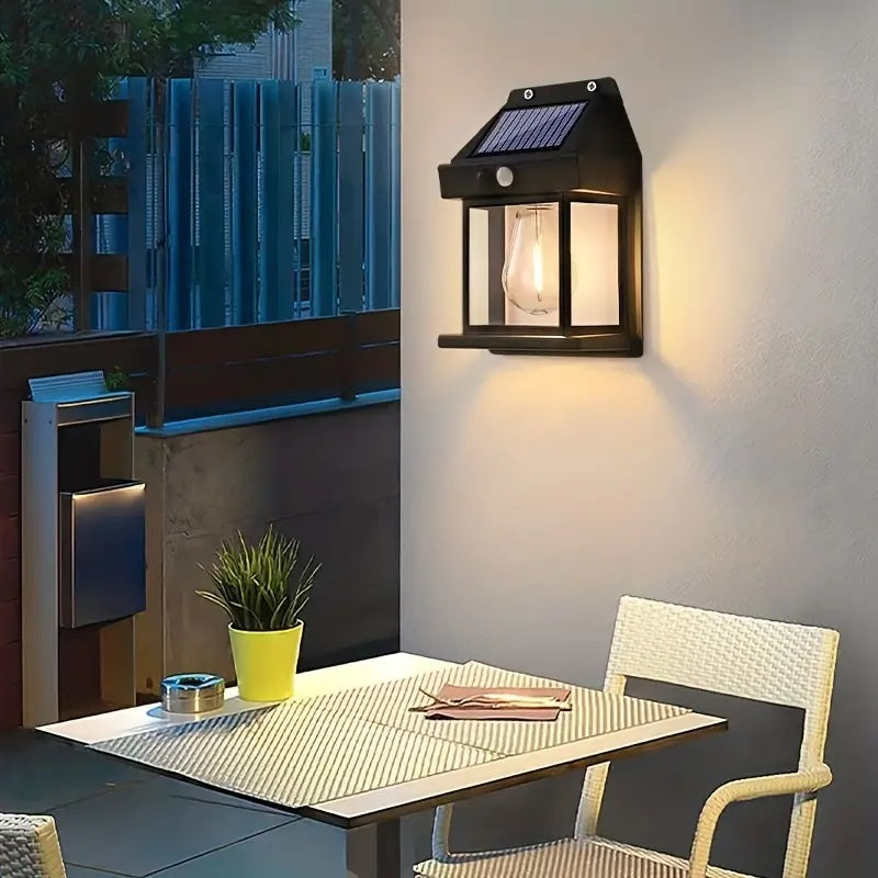 Set 6 x Lampa Solara Vintage de exterior, Senzor de mișcare, 3 moduri de lumină, Negru