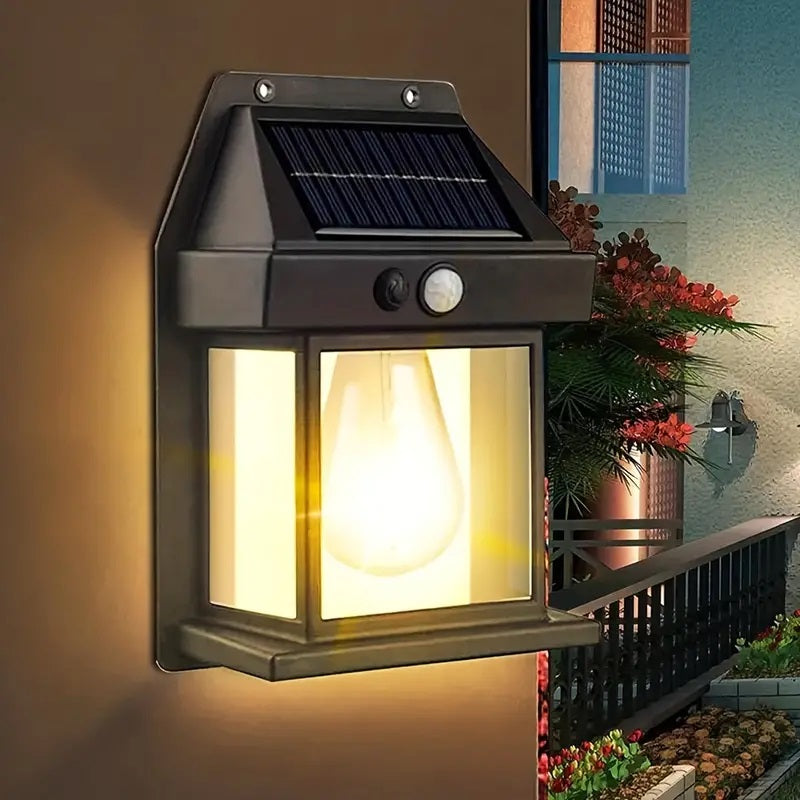 Set 6 x Lampa Solara Vintage de exterior, Senzor de mișcare, 3 moduri de lumină, Negru