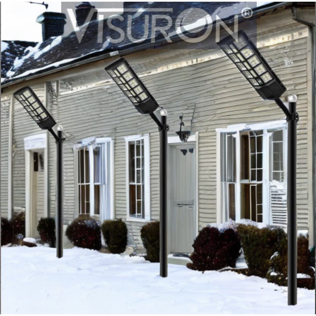 Lampa Stradala Solara Visuron cu Telecomanda, Iluminare Intensa in 3 Trepte, Unghi 180°, LED Eficient, Rezistenta la Apa IP66