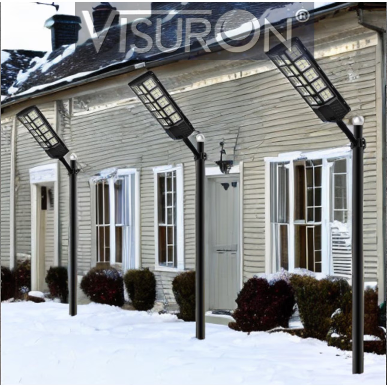 Lampa Stradala Solara Visuron cu Telecomanda, Iluminare Intensa in 3 Trepte, Unghi 180°, LED Eficient, Rezistenta la Apa IP66