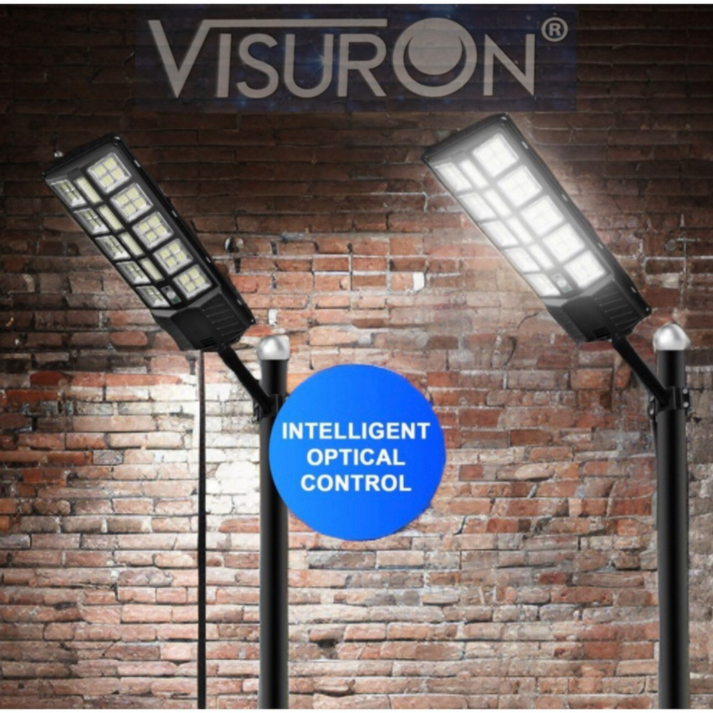 Lampa Stradala Solara Visuron cu Telecomanda, Iluminare Intensa in 3 Trepte, Unghi 180°, LED Eficient, Rezistenta la Apa IP66