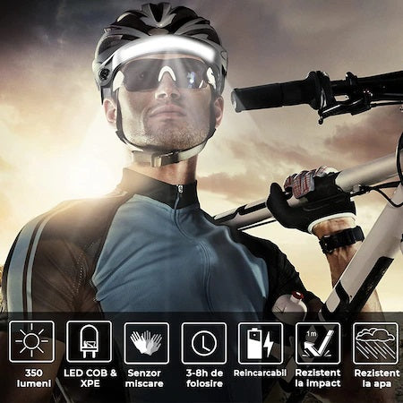 Set 2 x Lanterna de cap cu acumulator intern cu SENZOR de miscare,350lm