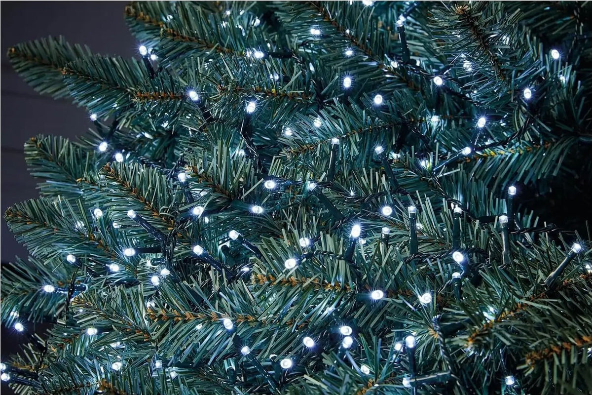 Instalatie de Craciun, 50 m, LED, Tip Liniara, Fir Negru, 250 LED-uri, Alb Rece