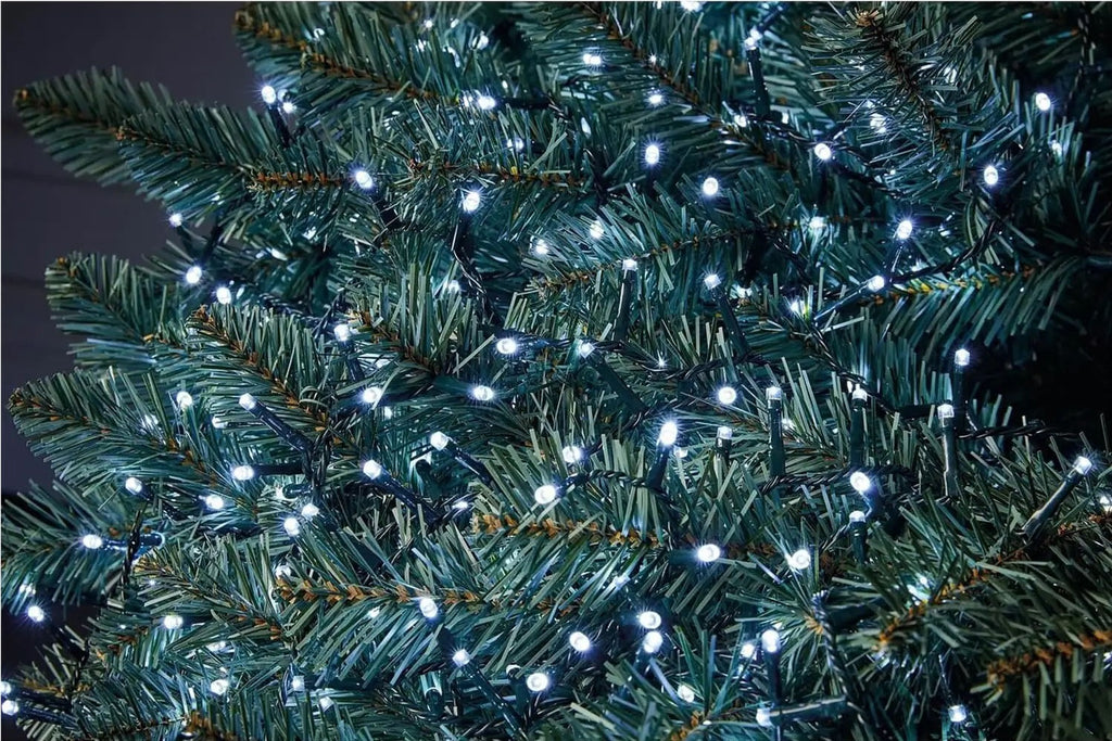Instalatie de Craciun, 20m, LED, Tip Liniara, Fir Negru, 120 LED-uri, Alb Rece