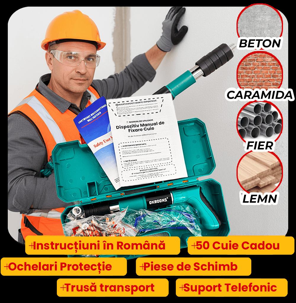 Kit pistol manual OKBOONS™ pentru fixare nituri/ cuie, Accesorii + 50 Cuie CADOU