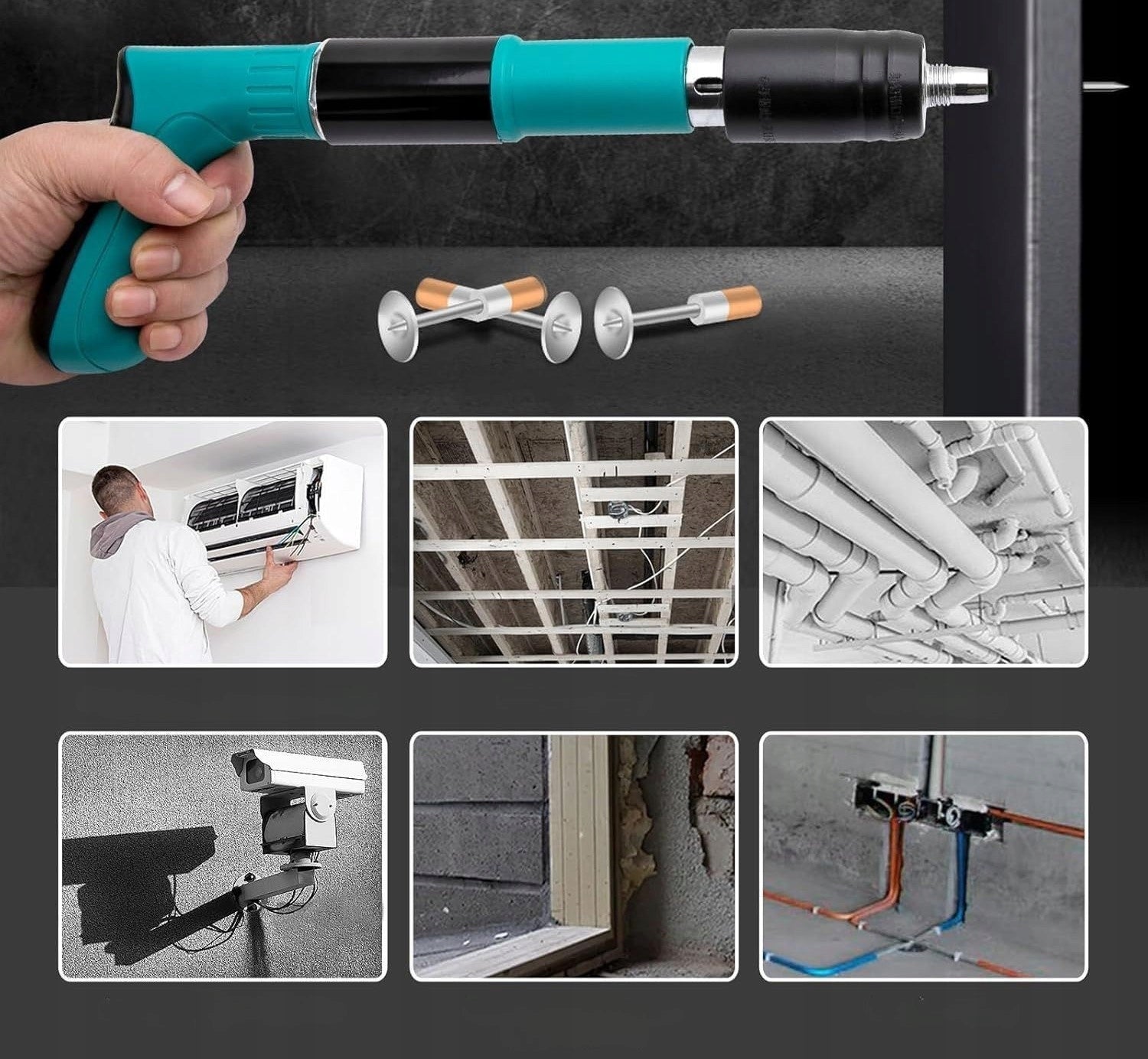 Kit pistol manual OKBOONS™ pentru fixare nituri/ cuie, Accesorii + 50 Cuie CADOU