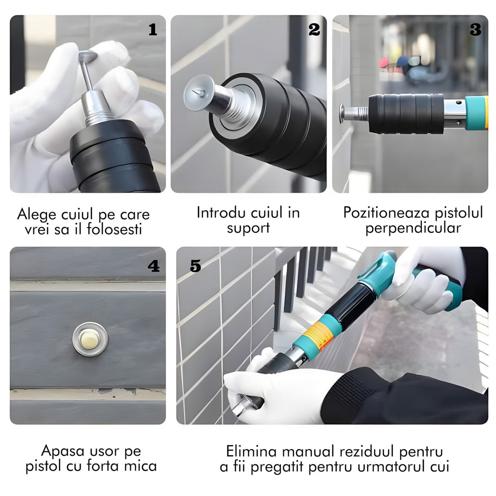 Kit pistol manual OKBOONS™ pentru fixare nituri/ cuie, Accesorii + 50 Cuie CADOU