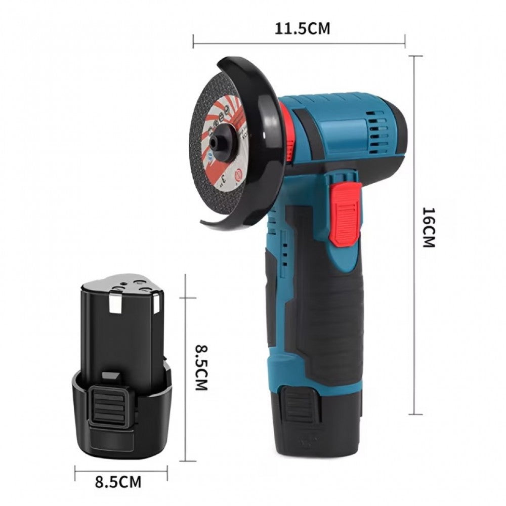 Mini Polizor unghiular portabil cu 2 acumulatorii si 5 discuri, 12V