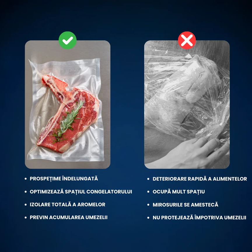 Set 100 Pungi Gofrate pentru Vidarea Alimentelor (20x30cm)