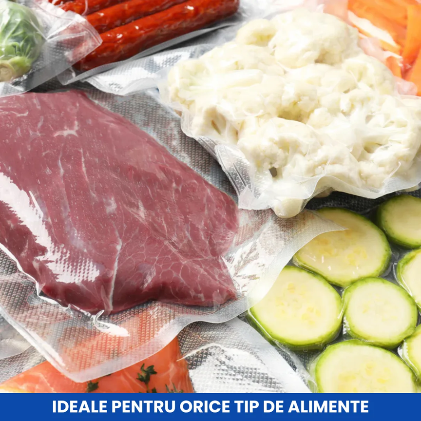 Set 100 Pungi Gofrate pentru Vidarea Alimentelor (20x30cm)