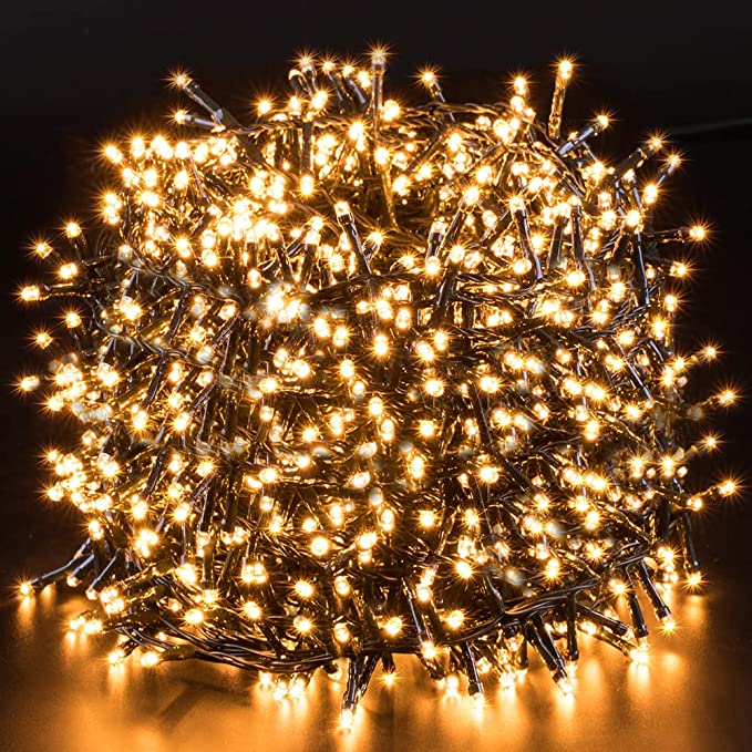 Instalatie de Craciun, 20m, LED, Tip Liniara, Fir Negru, 120 LED-uri, Alb Cald