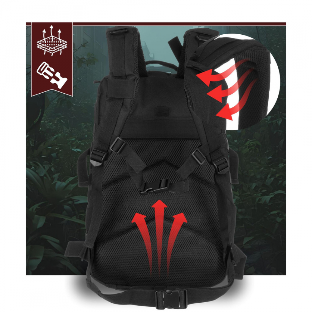 Rucsac Militar Tactic, 45L, 53x35x25CM, Impermeabil, Negru