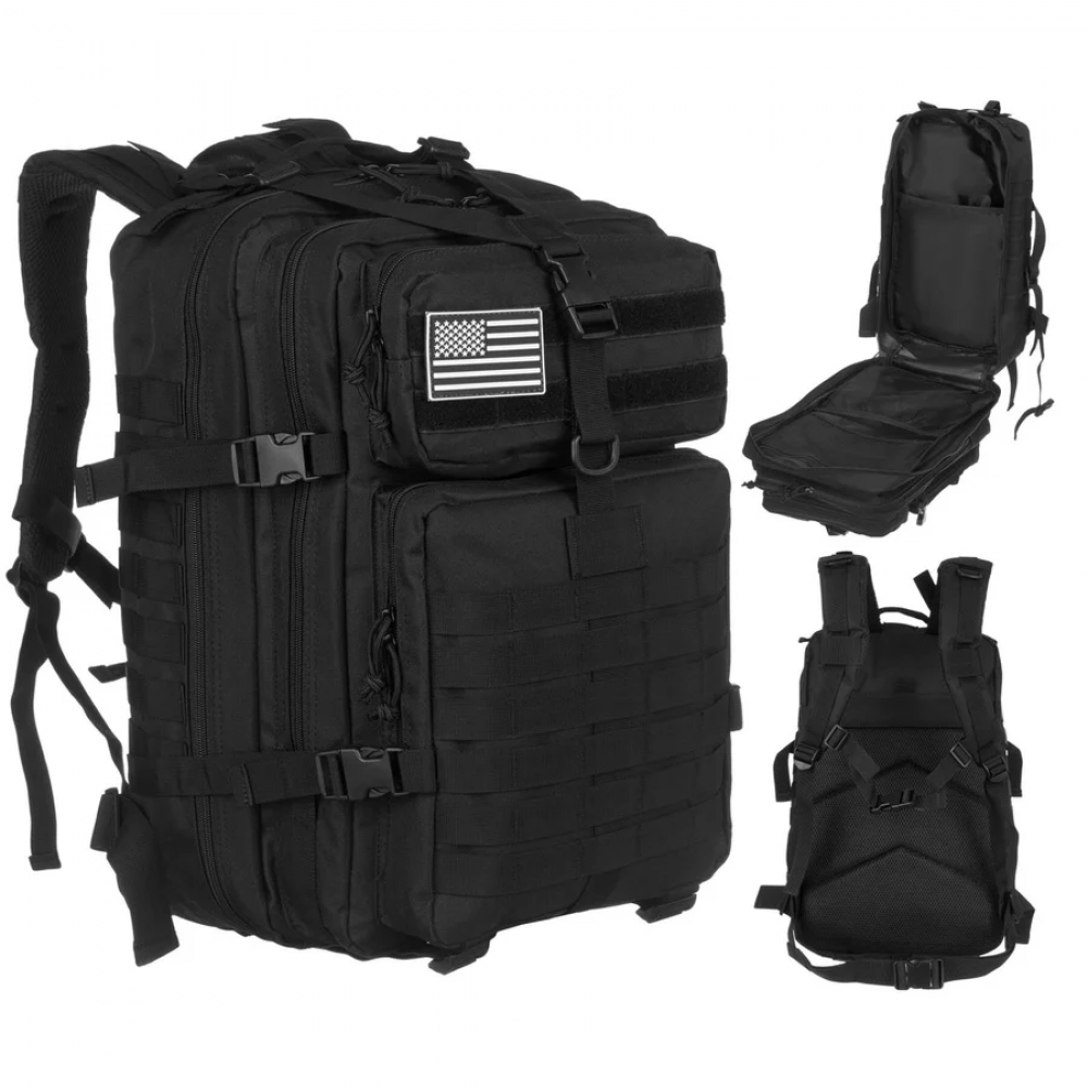 Rucsac Militar Tactic, 45L, 53x35x25CM, Impermeabil, Negru