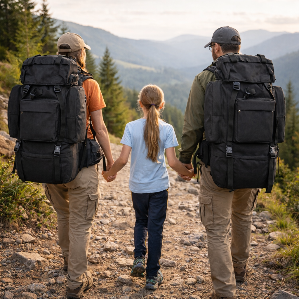 Rucsac Drumetie XXL, 80L, 75x35x30CM, Impermeabil, NEGRU