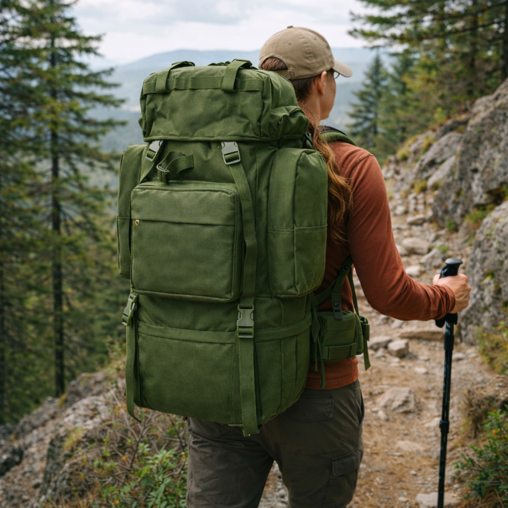 Rucsac Drumetie XXL, 80L, 75x35x30CM, Impermeabil, Verde