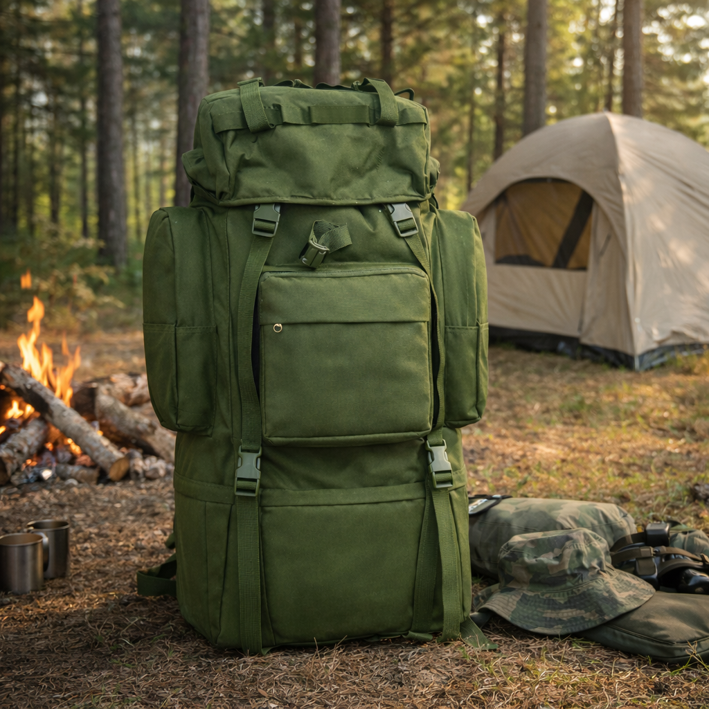 Rucsac Drumetie XXL, 80L, 75x35x30CM, Impermeabil, Verde