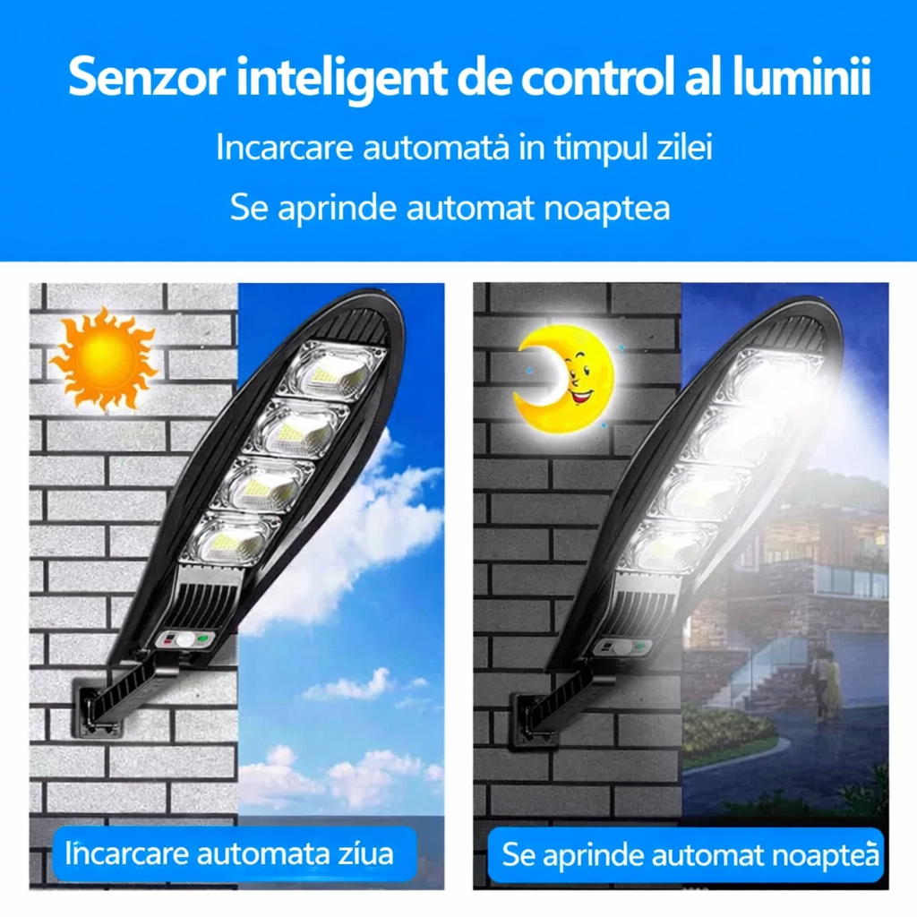 SET 3 x Lampa Stradala VISURON™ 600W, Incarcare Solara, 55 CM