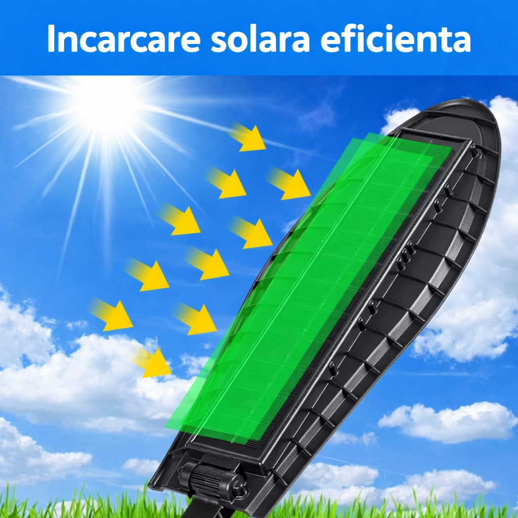 SET 3 x Lampa Stradala VISURON™ 600W, Incarcare Solara, 55 CM