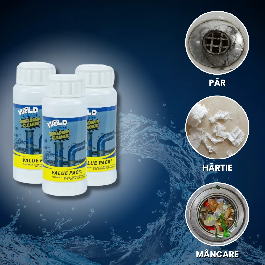 OFERTĂ 2+1 GRATUIT: Soluție Puternică pentru Curățarea și Desfundarea Țevilor