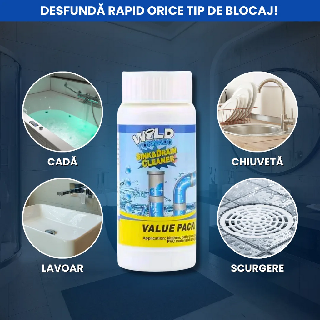 OFERTĂ 2+1 GRATUIT: Soluție Puternică pentru Curățarea și Desfundarea Țevilor