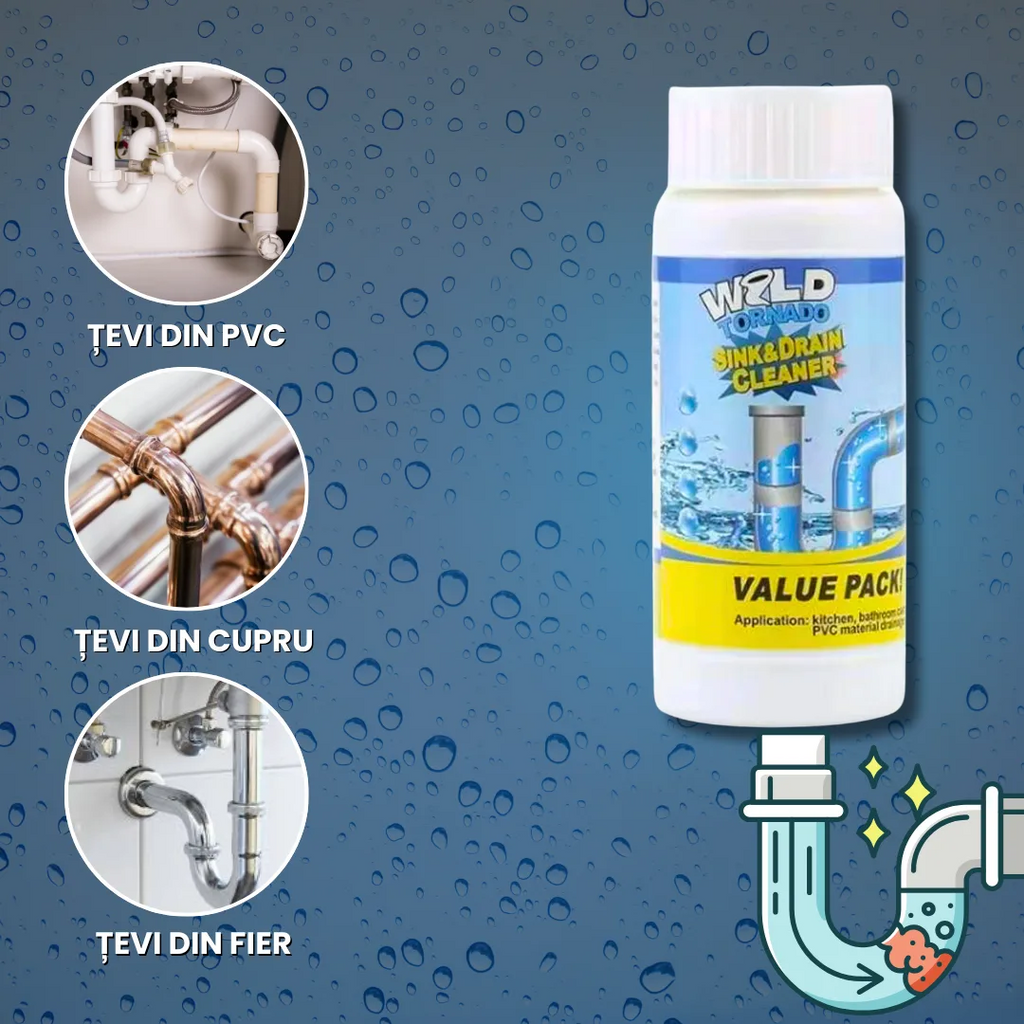 OFERTĂ 2+1 GRATUIT: Soluție Puternică pentru Curățarea și Desfundarea Țevilor
