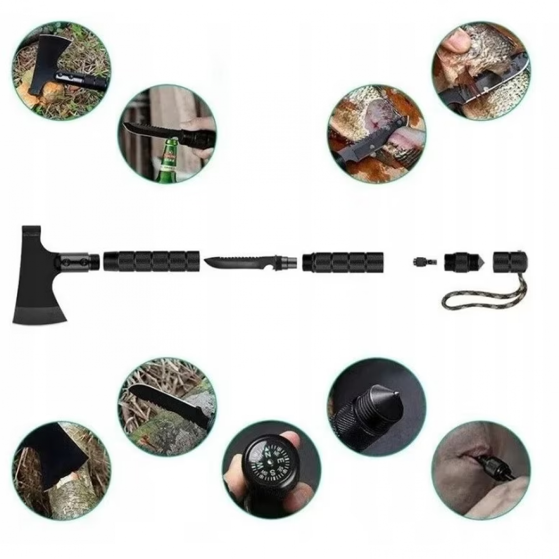 Topor multifunctional, design demontabil, cap din otel carbon, 43x10cm, 1kg