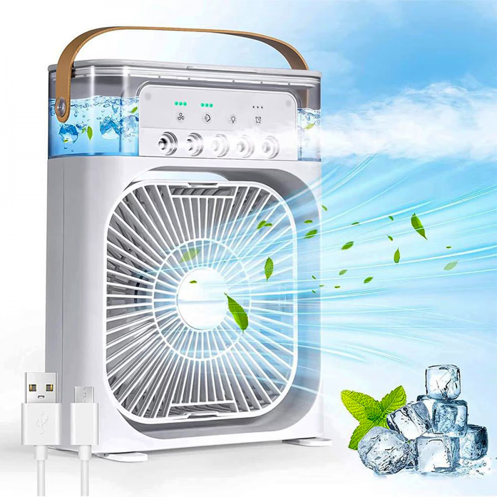 Racitor aer portabil, multifunctional AirCooler, aromatherapy, 7 lumini LED, alimentare USB