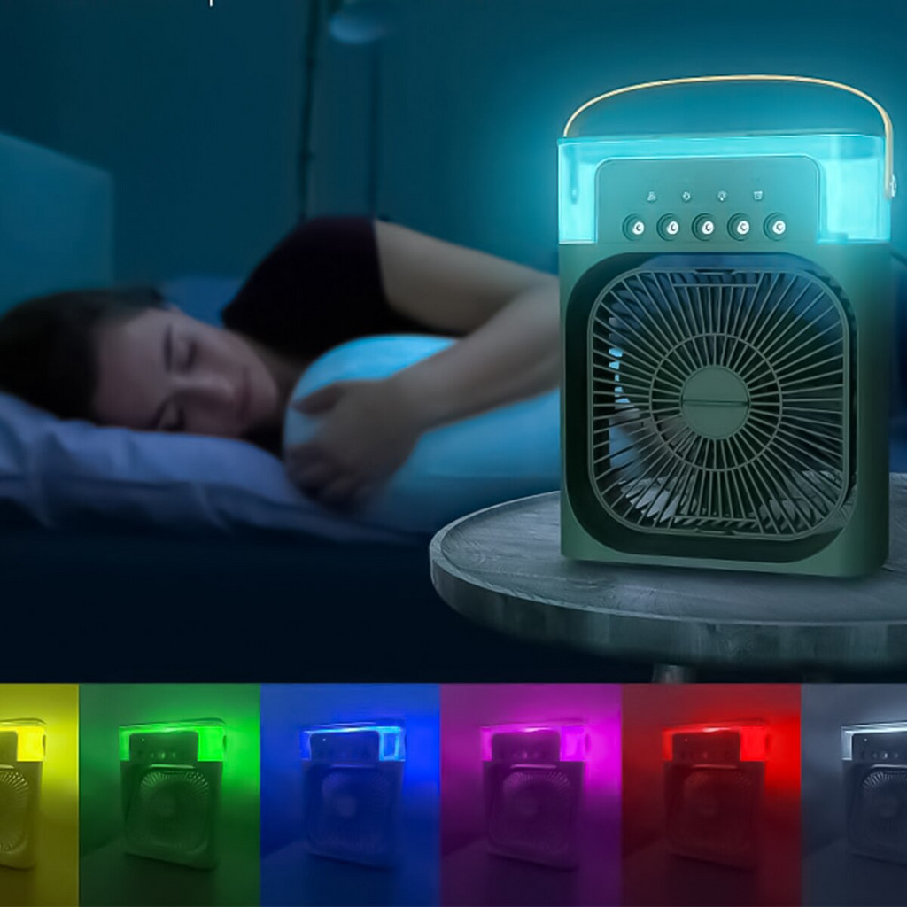 Racitor aer portabil, multifunctional AirCooler, aromatherapy, 7 lumini LED, alimentare USB